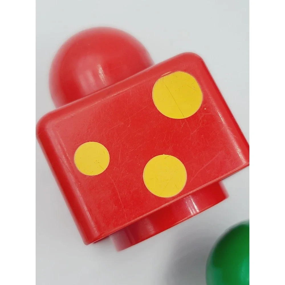 6 Lego Duplo Primo Green Red 1x1 Yellow Pattern Blue Brick Rabbit Logo Chunky